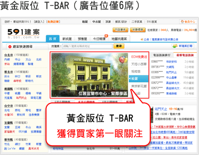 黃金版位 T-BAR（廣告位僅6席）
